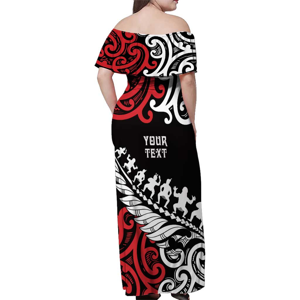 Honour The Treaty New Zealand Personalised Family Matching Off Shoulder Maxi Dress and Hawaiian Shirt Toitu Te Tiriti Half Fern with Haka dance LT9 - Polynesian Pride
