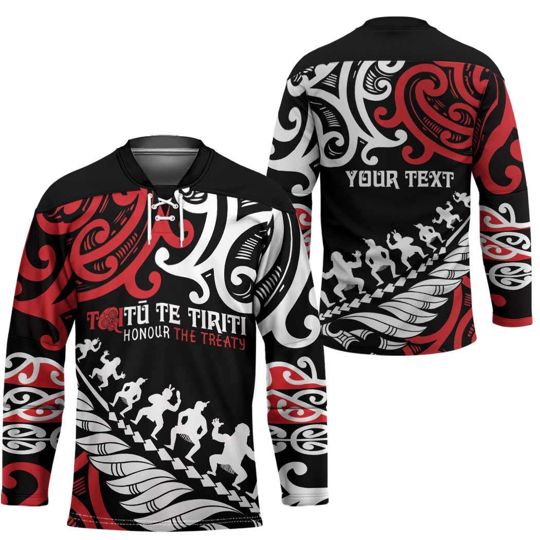 Honour The Treaty New Zealand Personalised Hockey Jersey Toitu Te Tiriti Half Fern Haka Dance LT9 - Polynesian Pride