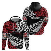 Honour The Treaty New Zealand Personalised Hoodie Toitu Te Tiriti Half Fern with Haka dance