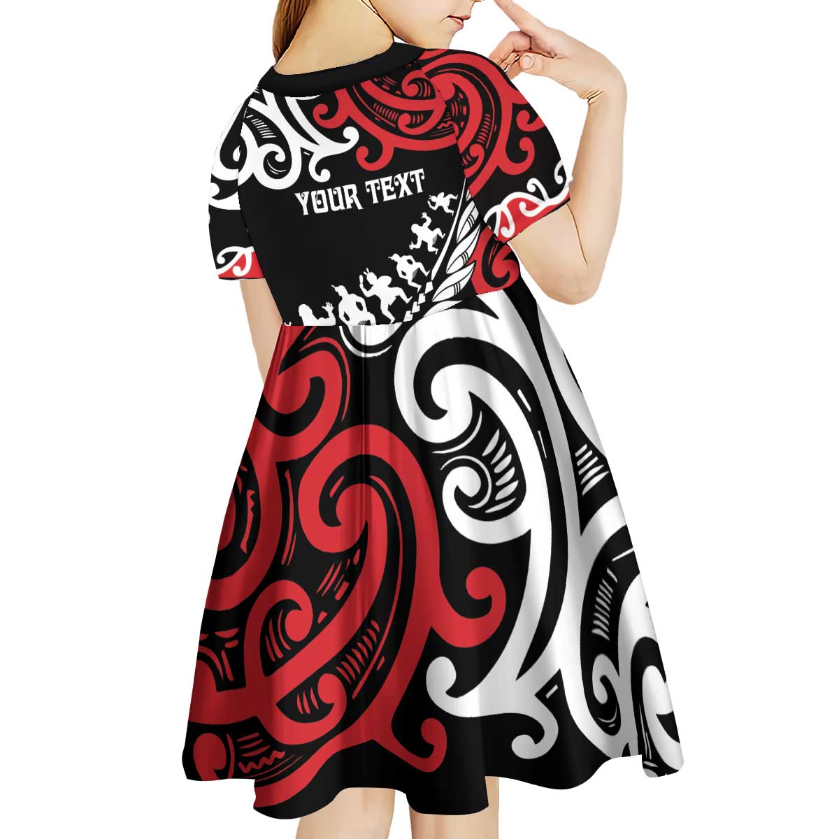 Honour The Treaty New Zealand Personalised Kid Short Sleeve Dress Toitu Te Tiriti Half Fern with Haka dance