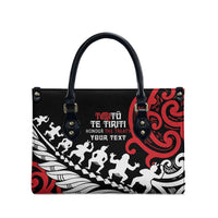 Honour The Treaty New Zealand Personalised Leather Bag Toitu Te Tiriti Half Fern Haka Dance - Polynesian Pride
