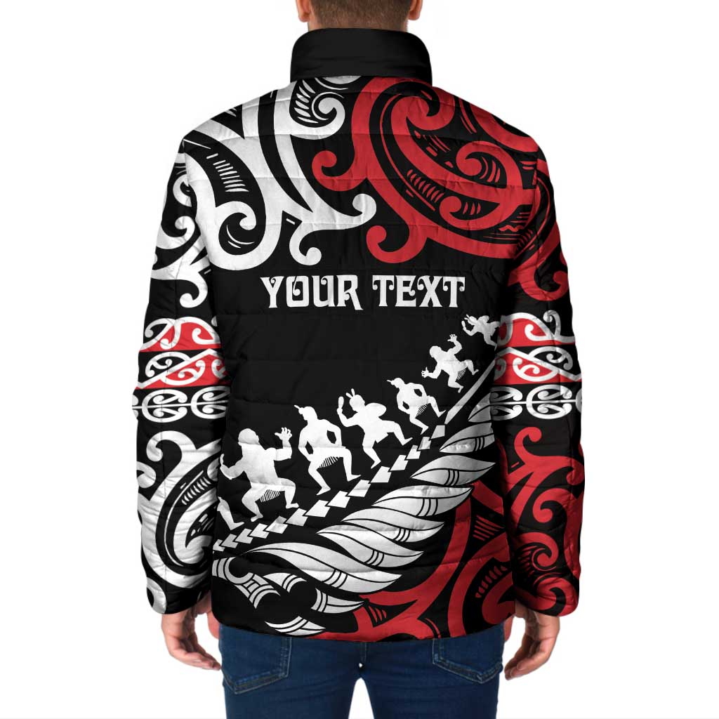 Honour The Treaty New Zealand Personalised Padded Jacket Toitu Te Tiriti Half Fern Haka Dance - Polynesian Pride
