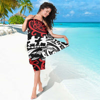 Honour The Treaty New Zealand Personalised Sarong Toitu Te Tiriti Half Fern with Haka dance