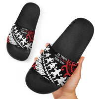 Honour The Treaty New Zealand Personalised Slide Sandals Toitu Te Tiriti Half Fern Haka Dance LT9 - Polynesian Pride