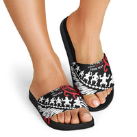 Honour The Treaty New Zealand Personalised Slide Sandals Toitu Te Tiriti Half Fern Haka Dance LT9 - Polynesian Pride