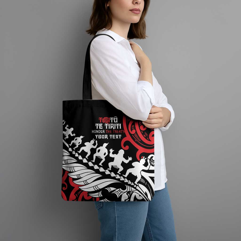 Honour The Treaty New Zealand Personalised Tote Bag Toitu Te Tiriti Half Fern Haka Dance LT9 - Polynesian Pride
