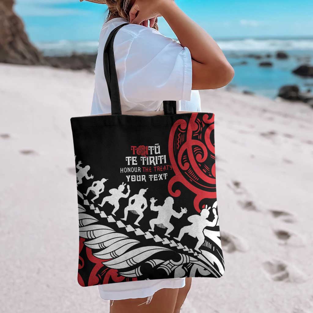 Honour The Treaty New Zealand Personalised Tote Bag Toitu Te Tiriti Half Fern Haka Dance LT9 - Polynesian Pride