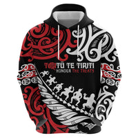 Honour The Treaty New Zealand Personalised Zip Hoodie Toitu Te Tiriti Half Fern with Haka dance