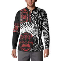 Honour The Treaty New Zealand Personalised Button Sweatshirt Toitu Te Tiriti Indigenous Maori Face LT9 - Polynesian Pride