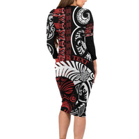 Honour The Treaty New Zealand Personalised Family Matching Long Sleeve Bodycon Dress and Hawaiian Shirt Toitu Te Tiriti Indigenous Maori Face LT9 - Polynesian Pride