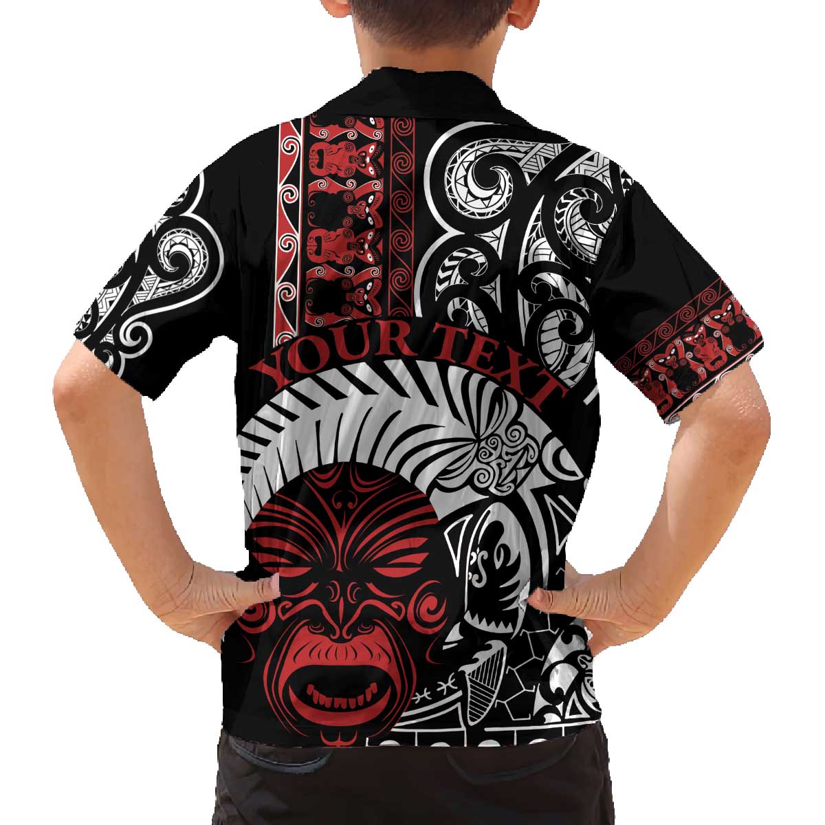 Honour The Treaty New Zealand Personalised Family Matching Off The Shoulder Long Sleeve Dress and Hawaiian Shirt Toitu Te Tiriti Indigenous Maori Face LT9 - Polynesian Pride