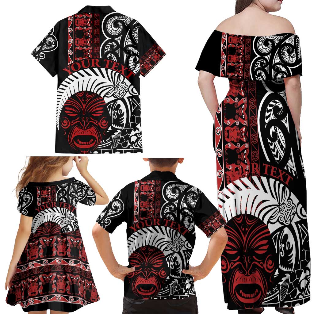Honour The Treaty New Zealand Personalised Family Matching Off Shoulder Maxi Dress and Hawaiian Shirt Toitu Te Tiriti Indigenous Maori Face LT9 - Polynesian Pride
