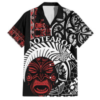 Honour The Treaty New Zealand Personalised Family Matching Off Shoulder Short Dress and Hawaiian Shirt Toitu Te Tiriti Indigenous Maori Face LT9 Dad's Shirt - Short Sleeve Black - Polynesian Pride