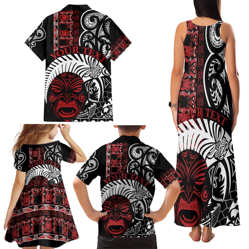 Honour The Treaty New Zealand Personalised Family Matching Tank Maxi Dress and Hawaiian Shirt Toitu Te Tiriti Indigenous Maori Face LT9 - Polynesian Pride