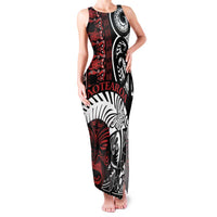 Honour The Treaty New Zealand Personalised Family Matching Tank Maxi Dress and Hawaiian Shirt Toitu Te Tiriti Indigenous Maori Face LT9 Mom's Dress Black - Polynesian Pride