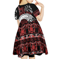 Honour The Treaty New Zealand Personalised Kid Short Sleeve Dress Toitu Te Tiriti Indigenous Maori Face