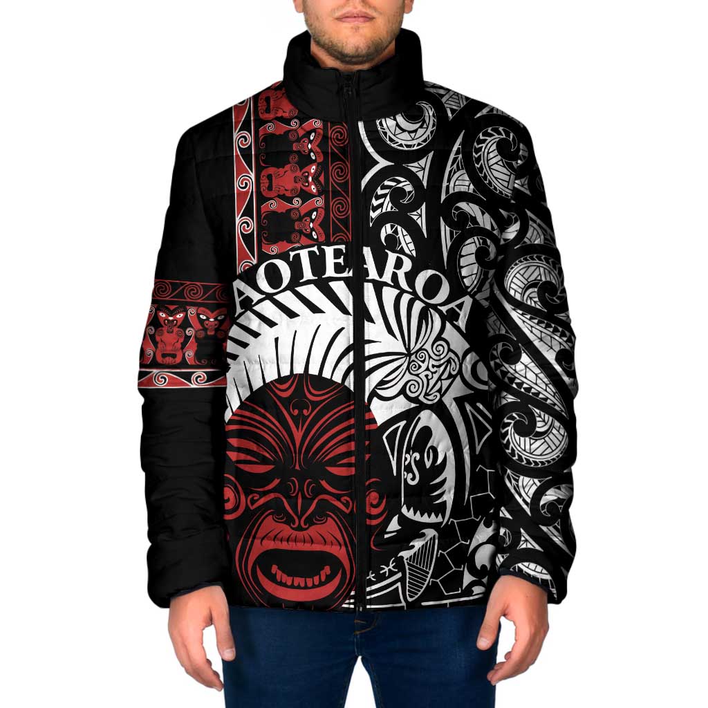 Honour The Treaty New Zealand Personalised Padded Jacket Toitu Te Tiriti Indigenous Maori Face - Polynesian Pride