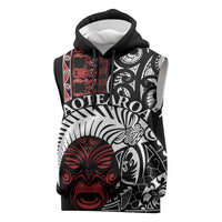 Honour The Treaty New Zealand Personalised Sleeveless Hoodie Toitu Te Tiriti Indigenous Maori Face - Polynesian Pride
