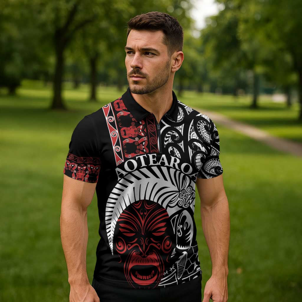 Honour The Treaty New Zealand Personalised Zipper Polo Shirt Toitu Te Tiriti Indigenous Maori Face - Polynesian Pride