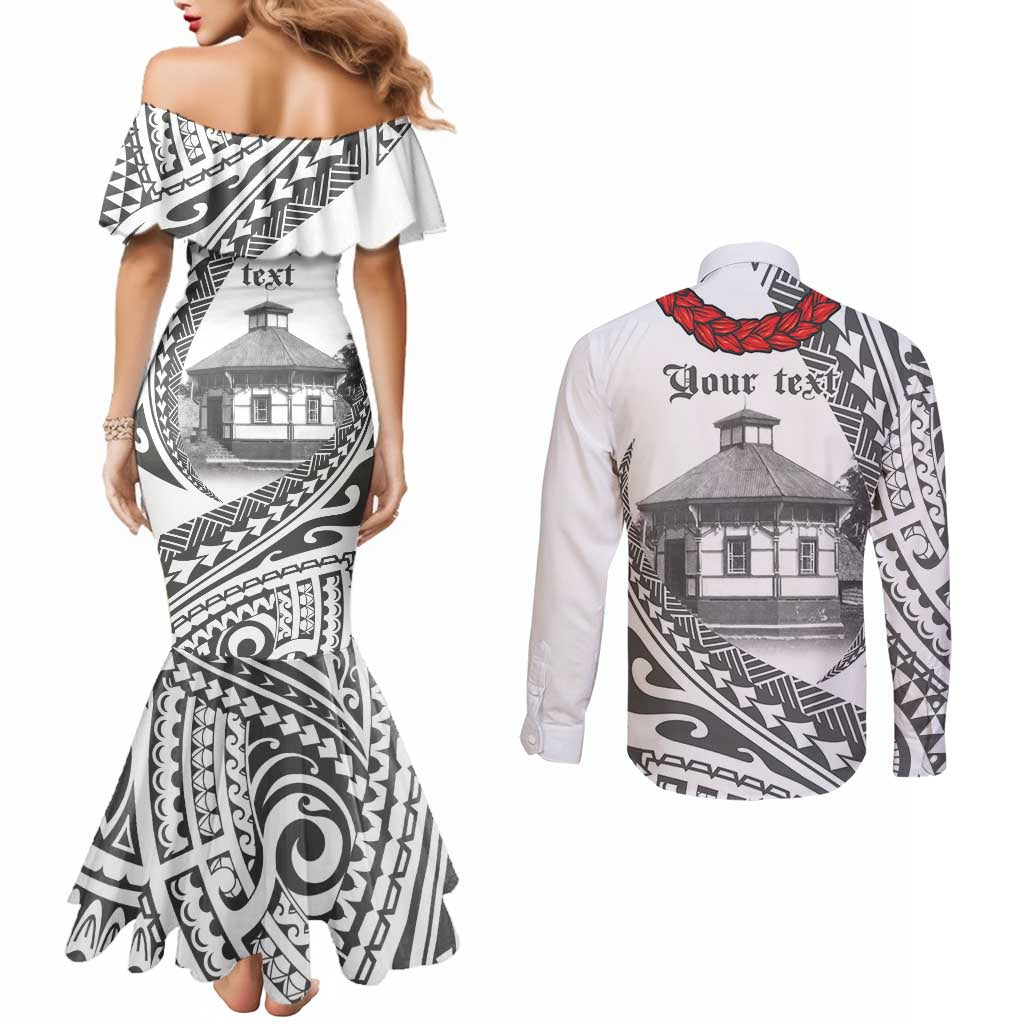 Samoa Mau Movement House Personalised Couples Matching Mermaid Dress and Long Sleeve Button Shirt Fa'a Samoa The Samoan Way