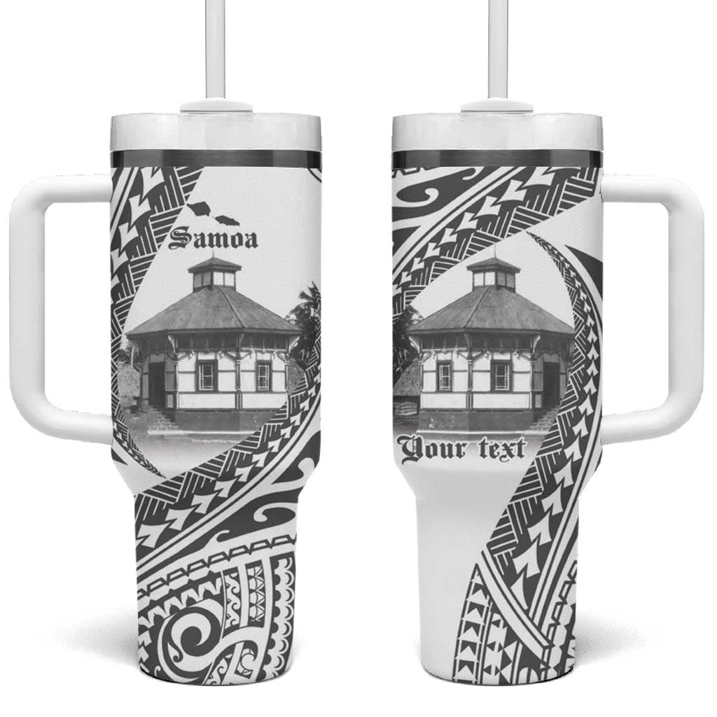 Samoa Mau Movement House Personalised Tumbler With Handle Fa'a Samoa The Samoan Way LT9 One Size: 40 oz White - Polynesian Pride