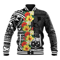 Samoa Tribal Hibiscus Flowers Baseball Jacket