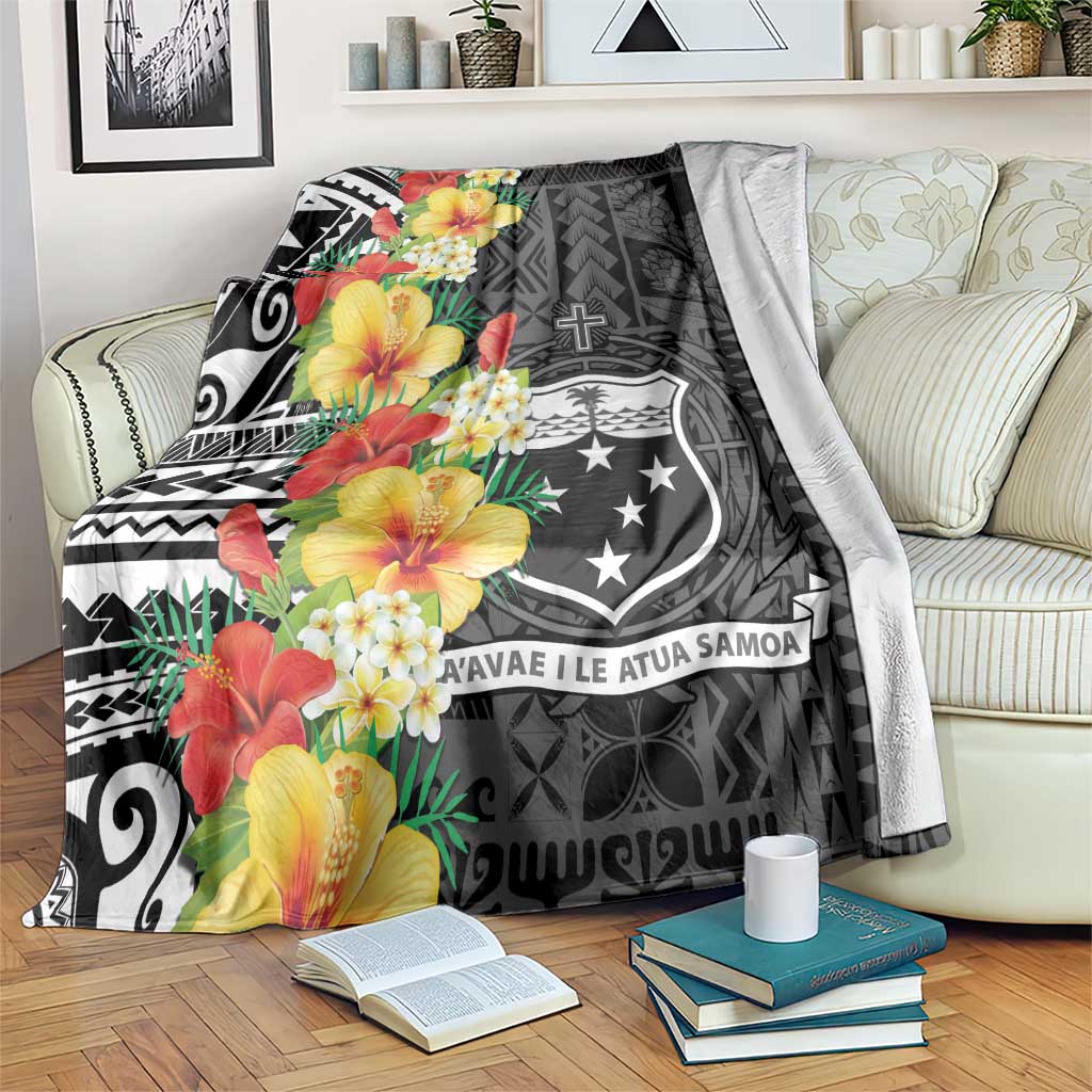 Samoa Tribal Hibiscus Flowers Blanket