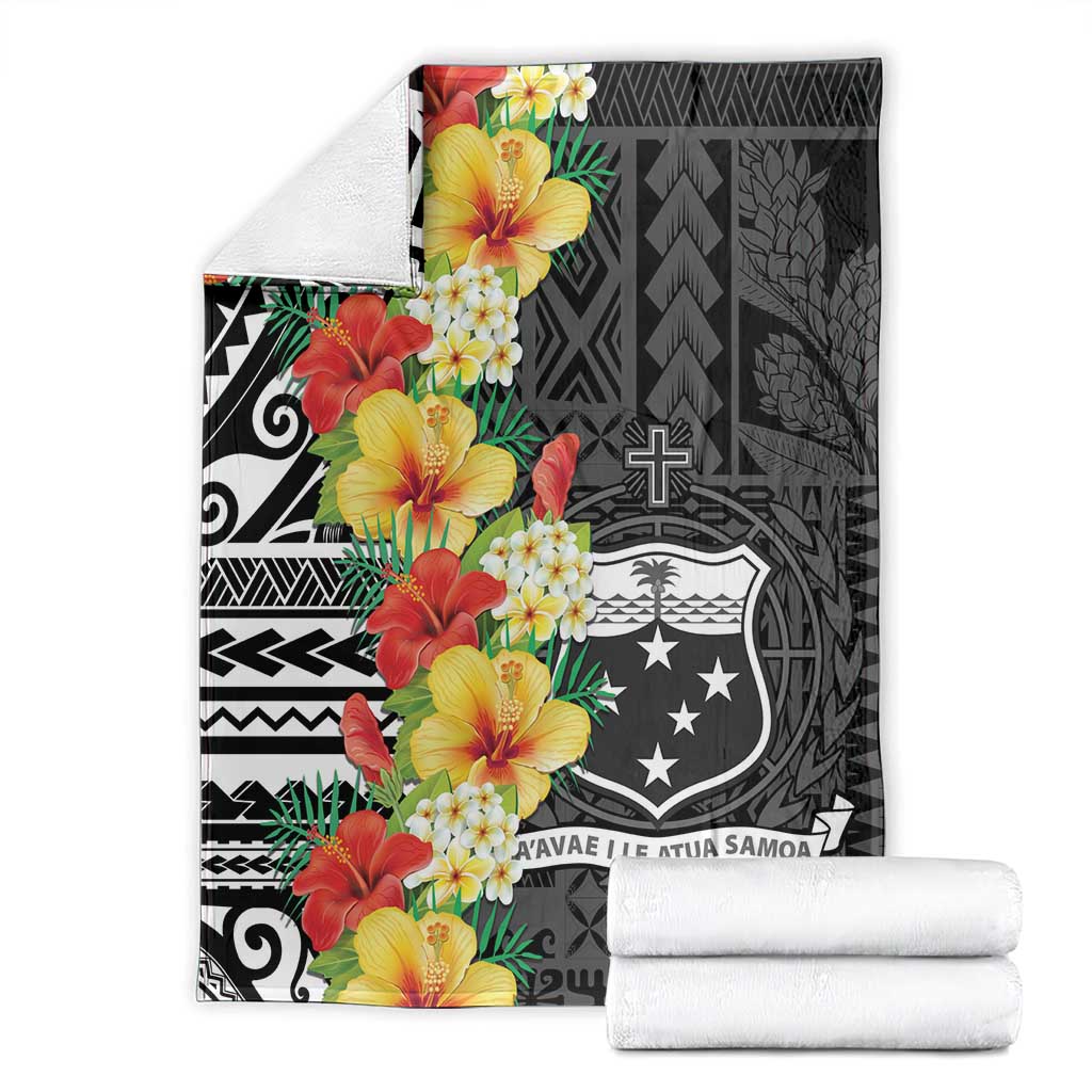 Samoa Tribal Hibiscus Flowers Blanket
