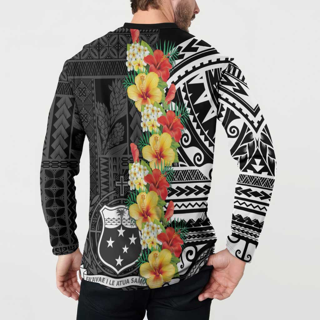 Samoa Tribal Hibiscus Flowers Button Sweatshirt LT9 - Polynesian Pride