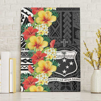 Samoa Tribal Hibiscus Flowers Canvas Wall Art LT9 Without Frame Black - Polynesian Pride
