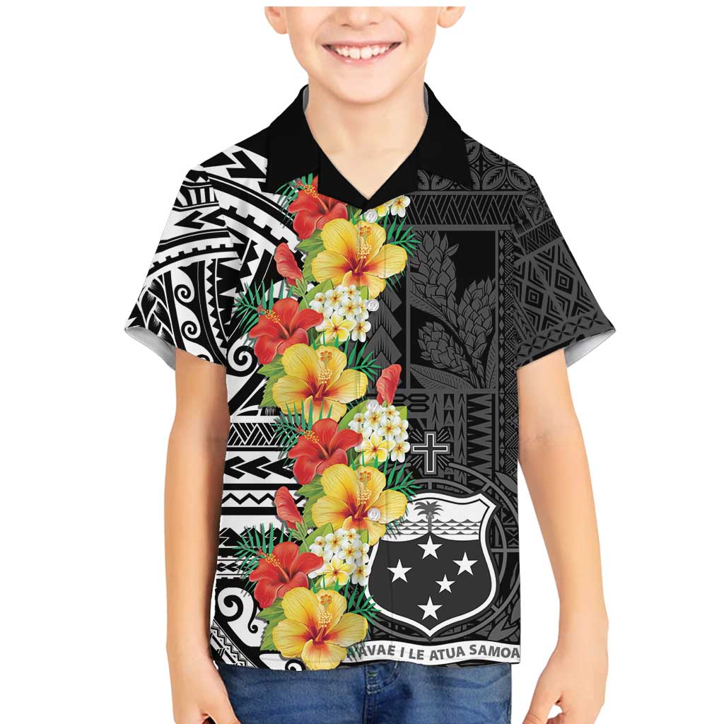 Samoa Tribal Hibiscus Flowers Family Matching Mermaid Dress and Hawaiian Shirt