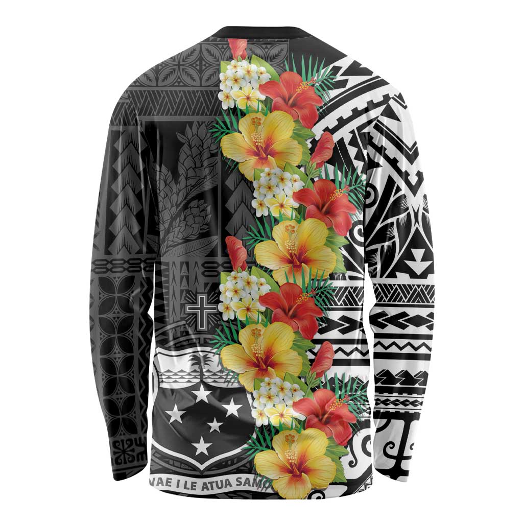 Samoa Tribal Hibiscus Flowers Long Sleeve Shirt