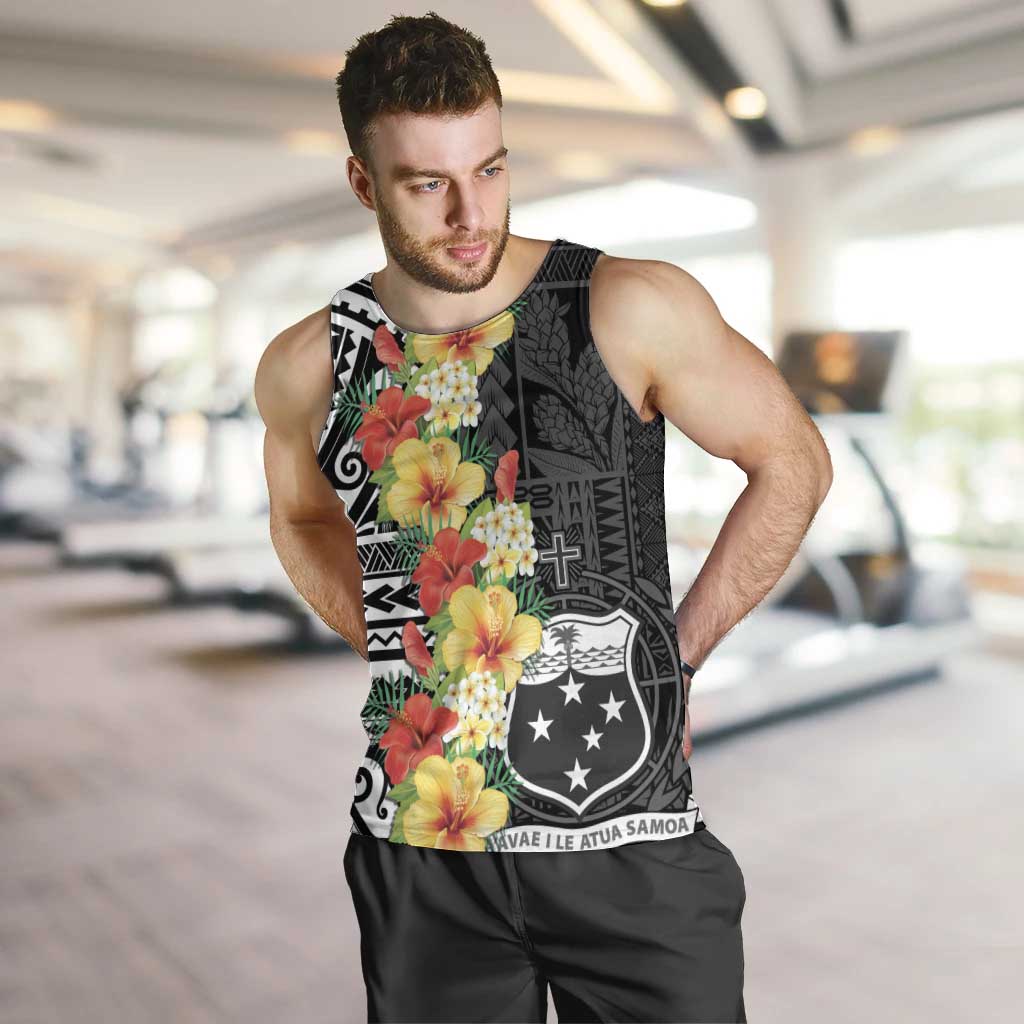 Samoa Tribal Hibiscus Flowers Men Tank Top