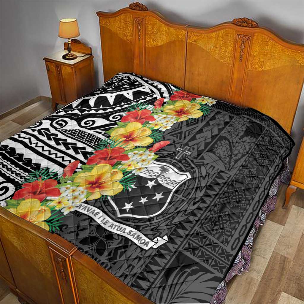 Samoa Tribal Hibiscus Flowers Quilt