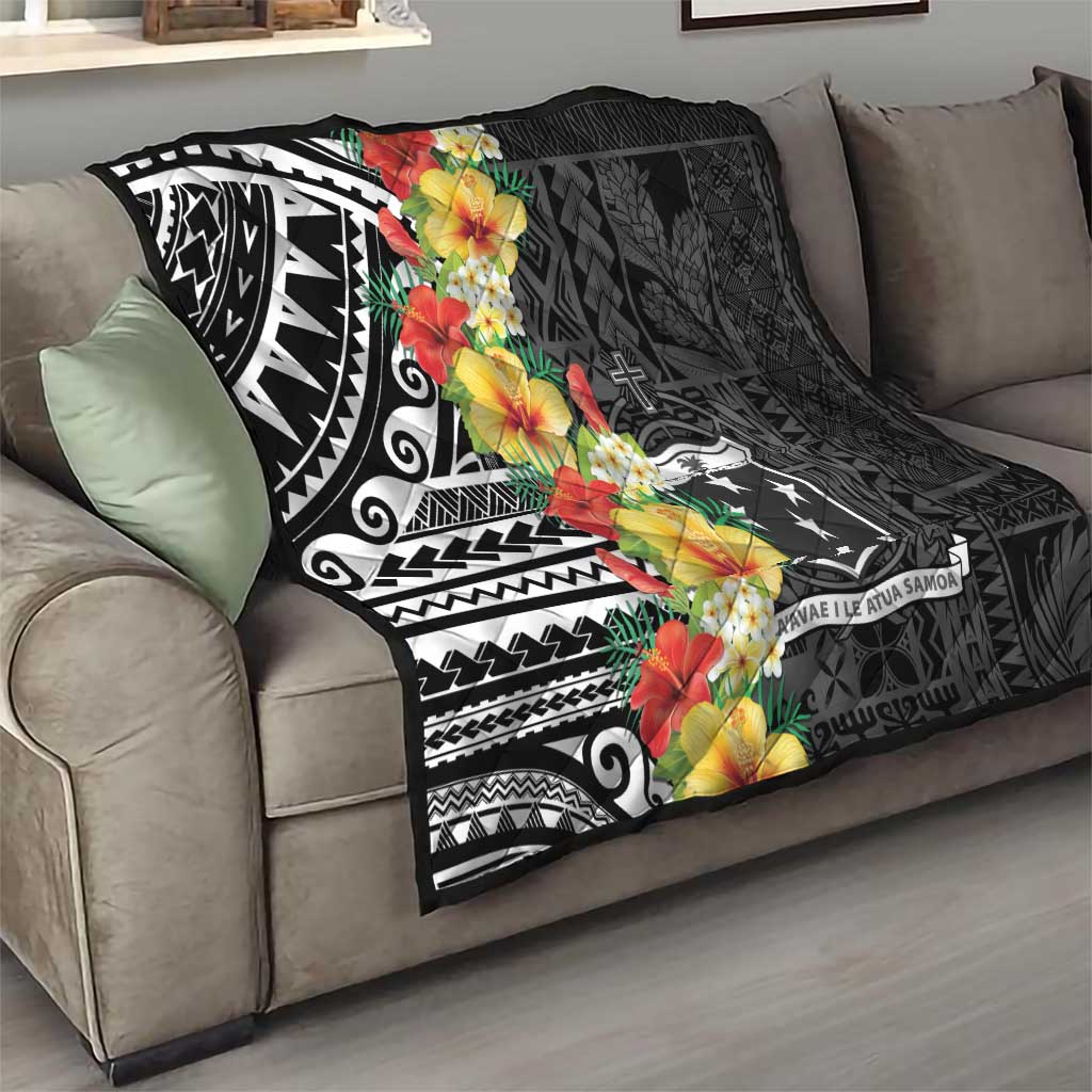 Samoa Tribal Hibiscus Flowers Quilt
