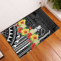 Samoa Tribal Hibiscus Flowers Rubber Doormat