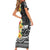 Samoa Tribal Hibiscus Flowers Short Sleeve Bodycon Dress