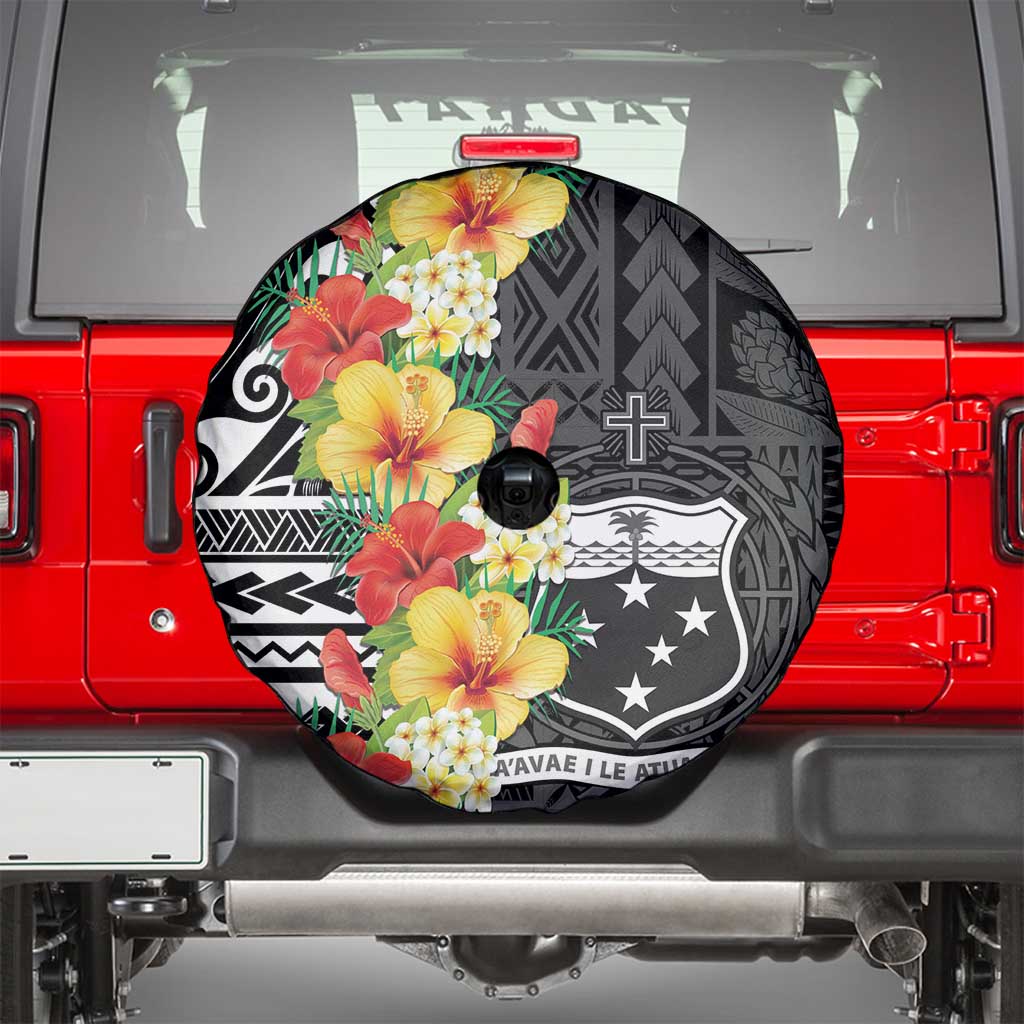 Samoa Tribal Hibiscus Flowers Spare Tire Cover