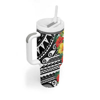 Samoa Tribal Hibiscus Flowers Tumbler With Handle LT9 - Polynesian Pride