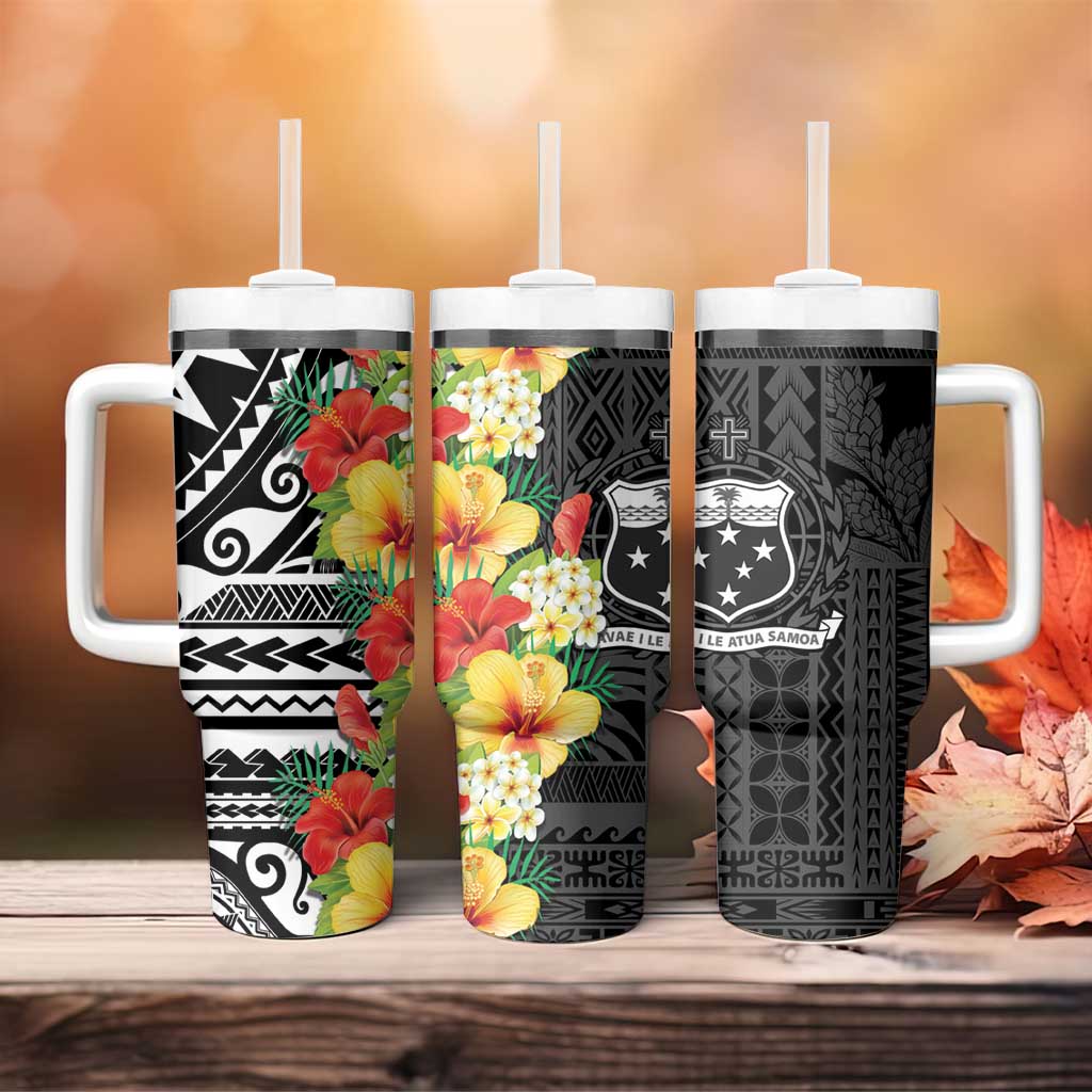 Samoa Tribal Hibiscus Flowers Tumbler With Handle LT9 - Polynesian Pride