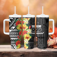 Samoa Tribal Hibiscus Flowers Tumbler With Handle LT9 - Polynesian Pride