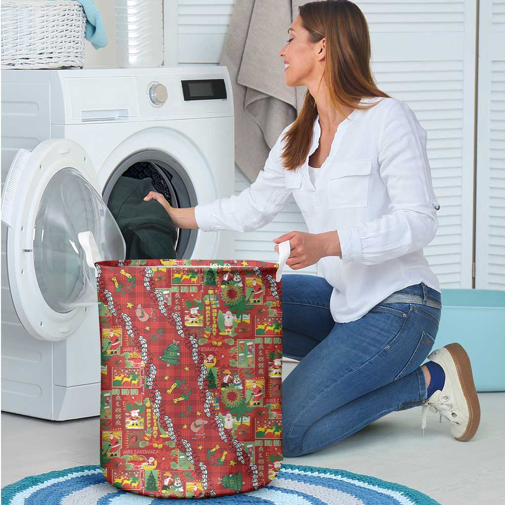 Mele Kalikimaka Pakalana Pikake Lei Laundry Basket Hawaiian Rodeo Paniolo Omaomao Palaka - Polynesian Pride