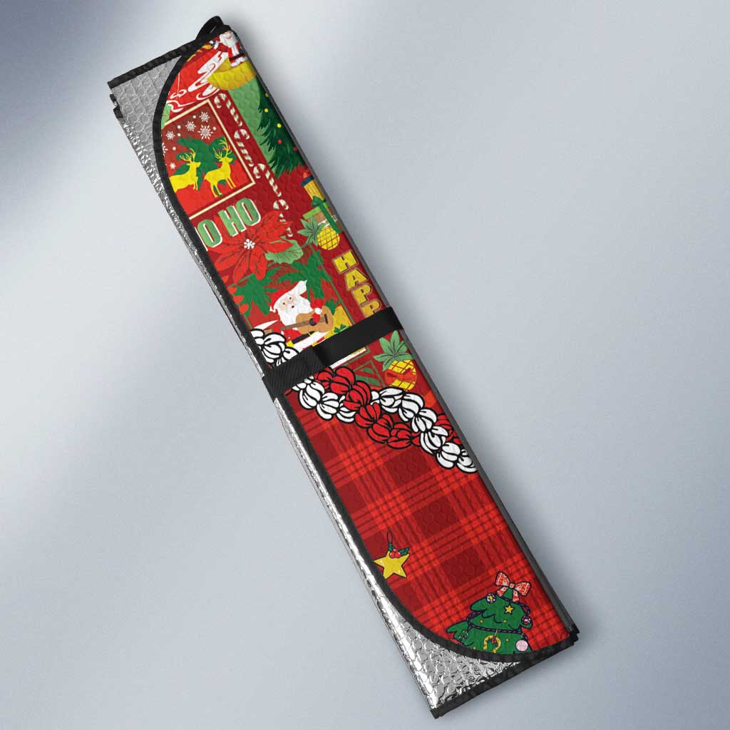 Mele Kalikimaka Pakalana Pikake Lei Auto Sun Shade Hawaiian Rodeo Paniolo Omaomao Palaka - Polynesian Pride