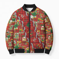 Mele Kalikimaka Pakalana Pikake Lei Bomber Puffer Jacket Hawaiian Rodeo Paniolo Omaomao Palaka - Polynesian Pride