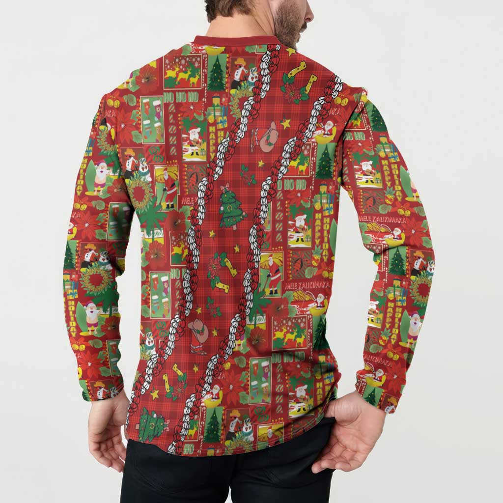 Mele Kalikimaka Pakalana Pikake Lei Button Sweatshirt Hawaiian Rodeo Paniolo Omaomao Palaka - Polynesian Pride