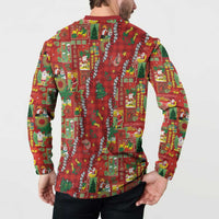 Mele Kalikimaka Pakalana Pikake Lei Button Sweatshirt Hawaiian Rodeo Paniolo Omaomao Palaka - Polynesian Pride