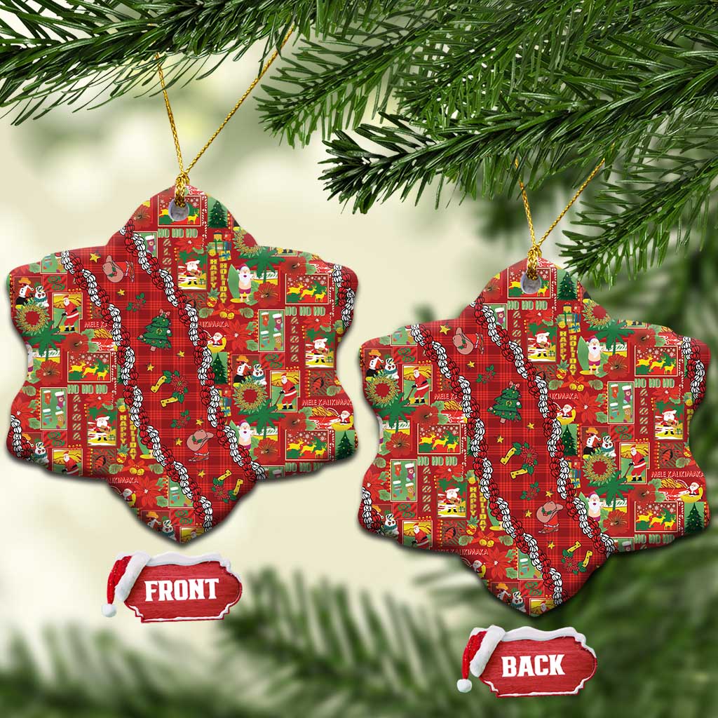 Mele Kalikimaka Pakalana Pikake Lei Ceramic Ornament Hawaiian Rodeo Paniolo Omaomao Palaka - Polynesian Pride