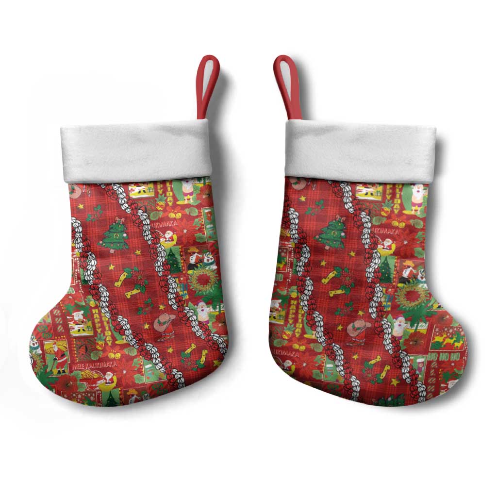 Mele Kalikimaka Pakalana Pikake Lei Christmas Stocking Hawaiian Rodeo Paniolo Omaomao Palaka - Polynesian Pride