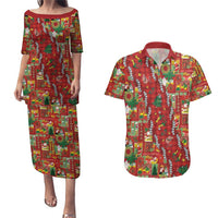 Mele Kalikimaka Pakalana Pikake Lei Couples Matching Puletasi and Hawaiian Shirt Hawaiian Rodeo Paniolo Omaomao Palaka LT9 Green - Polynesian Pride