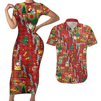 Mele Kalikimaka Pakalana Pikake Lei Couples Matching Short Sleeve Bodycon Dress and Hawaiian Shirt Hawaiian Rodeo Paniolo Omaomao Palaka - Polynesian Pride